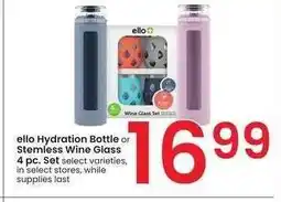 Albertsons ello Hydration Bottle or Stemless Wine Glass 4 pc. Set - select varieties offer