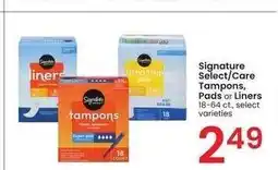 Albertsons Signature Select/Care Tampons, Pads or Liners - 18-64 ct., select varieties offer