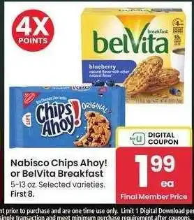 Albertsons Nabisco Chips Ahoy! or BelVita Breakfast - 5-13 oz. Selected varieties offer