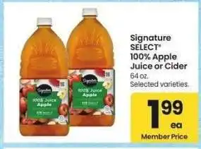 Albertsons Signature SELECT 100% Apple Juice or Cider - 64 oz. Selected varieties offer