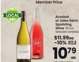 Albertsons Acrobat or Jolee Semi Sparkling Wine - 750 ml. Selected varietals offer