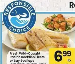 Albertsons Fresh Wild-Caught Pacific Rockfish Fillets or Bay Scallops - Farm raised. Previously frozen offer