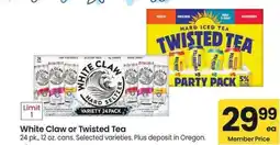 Albertsons White Claw or Twisted Tea - 24 pk., 12 oz. cans. Selected varieties offer