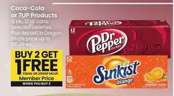 Albertsons Coca-Cola or 7UP Products - 12 pk., 12 oz. cans. Selected varieties offer