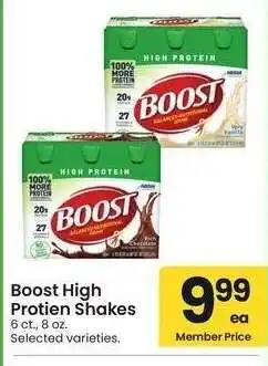 Albertsons Boost High Protien Shakes - 6 ct., 8 oz. Selected varieties offer