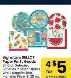 Albertsons Signature SELECT Paper Party Goods - 8-16 ct offer
