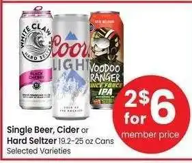 Albertsons Single Beer, Cider or Hard Seltzer - 19.2-25 oz Cans Selected Varieties offer