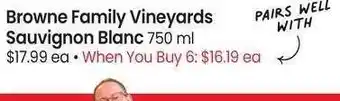 Albertsons Browne Family Vineyards Sauvignon Blanc - 750 ml When You Buy 6: $16.19 ea offer