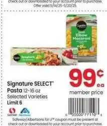 Albertsons Signature SELECT Pasta - 12-16 oz Selected Varieties offer