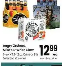 Albertsons Angry Orchard, Mike's or White Claw - 6 - pk • 11.2-12 oz Cans or Btls Selected Varieties offer