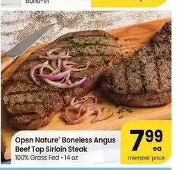 Albertsons Open Nature Boneless Angus Beef Top Sirloin Steak - 100% Grass Fed • 14 oz offer