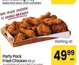 Albertsons Party Pack Fried Chicken - 50 ct Available at our Deli Counter Our FRIED chicken is double - Breaded offer