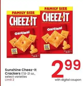 Albertsons Sunshine Cheez-It Crackers - 17.8-21 oz., select varieties offer