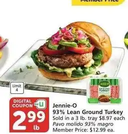 Albertsons Jennie-O 93% Lean Ground Turkey - Sold in a 3 lb. tray $8.97 each Member Price: $12.99 ea offer