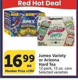 Albertsons Jumex Variety or Arizona Hard Tea - 12 pack, 12 oz. cans Selected varieties offer