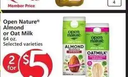 Albertsons Open Nature Almond or Oat Milk - 64 oz. Selected varieties offer