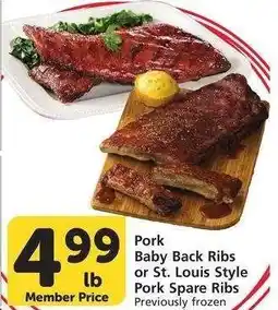 Albertsons Pork Baby Back Ribs or St. Louis Style Pork Spare Ribs - Previously frozen offer