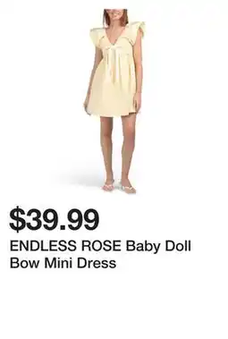 Marshalls ENDLESS ROSE Baby Doll Bow Mini Dress offer