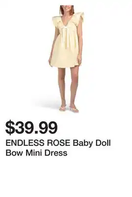 Marshalls ENDLESS ROSE Baby Doll Bow Mini Dress offer