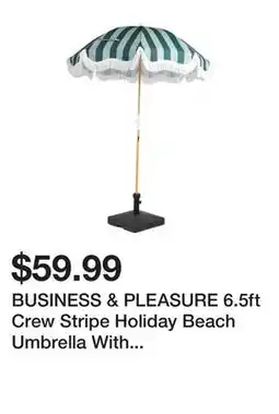 Marshalls BUSINESS & PLEASURE 6.5ft Crew Stripe Holiday Beach Umbrella With Carry Bag offer