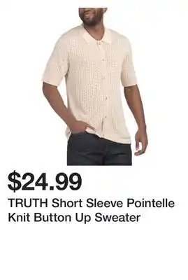 Marshalls TRUTH Short Sleeve Pointelle Knit Button Up Sweater offer