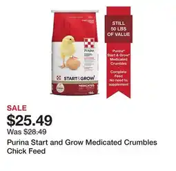 Tractor Supply Company Purina Start and Grow Medicated Crumbles Chick Feed offer