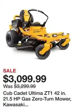 Tractor Supply Company Cub Cadet Ultima ZT1 42 in. 21.5 HP Gas Zero-Turn Mower, Kawasaki Engine, Hydrostatic Transmission offer