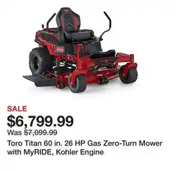 Tractor Supply Company Toro Titan 60 in. 26 HP Gas Zero-Turn Mower with MyRIDE, Kohler Engine offer
