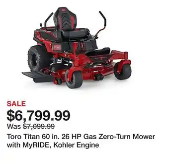 Tractor Supply Company Toro Titan 60 in. 26 HP Gas Zero-Turn Mower with MyRIDE, Kohler Engine offer