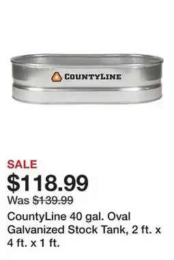Tractor Supply Company CountyLine 40 gal. Oval Galvanized Stock Tank, 2 ft. x 4 ft. x 1 ft offer