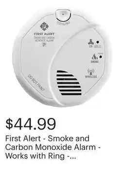 Best Buy First Alert - Smoke and Carbon Monoxide Alarm - Works with Ring - White offer