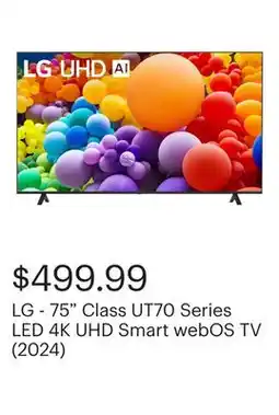 Best Buy LG - 75 Class UT70 Series LED 4K UHD Smart webOS TV (2024) offer