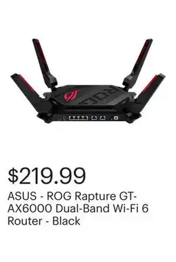 Best Buy ASUS - ROG Rapture GT-AX6000 Dual-Band Wi-Fi 6 Router - Black offer