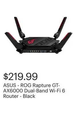 Best Buy ASUS - ROG Rapture GT-AX6000 Dual-Band Wi-Fi 6 Router - Black offer