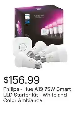 Best Buy Philips - Hue A19 75W Smart LED Starter Kit - White and Color Ambiance offer