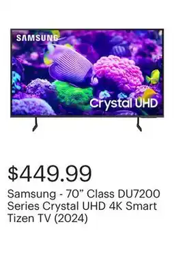 Best Buy Samsung - 70 Class DU7200 Series Crystal UHD 4K Smart Tizen TV (2024) offer