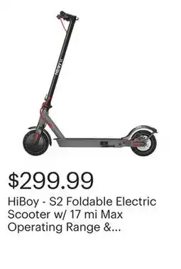 Best Buy HiBoy - S2 Foldable Electric Scooter w/ 17 mi Max Operating Range & 19 mph Max Speed - Grey offer