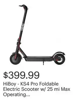 Best Buy HiBoy - KS4 Pro Foldable Electric Scooter w/ 25 mi Max Operating Range & 19 mph Max Speed - Black offer