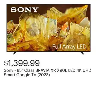 Best Buy Sony - 85 Class BRAVIA XR X90L LED 4K UHD Smart Google TV (2023) offer