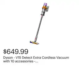 Best Buy Dyson - V15 Detect Extra Cordless Vacuum with 10 accessories - Yellow/Nickel offer
