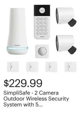Best Buy SimpliSafe - 2 Camera Outdoor Wireless Security System with 5 Sensors - White offer
