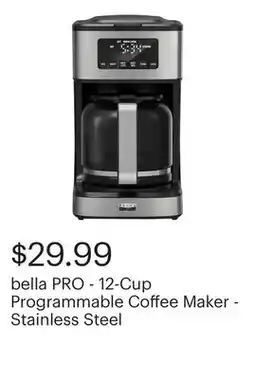 Best Buy bella PRO - 12-Cup Programmable Coffee Maker - Stainless Steel offer