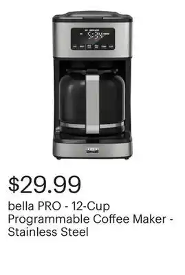 Best Buy bella PRO - 12-Cup Programmable Coffee Maker - Stainless Steel offer