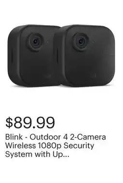 Best Buy Blink - Outdoor 4 2-Camera Wireless 1080p Security System with Up to Two-year Battery Life - Black offer