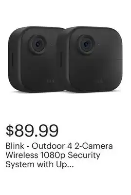Best Buy Blink - Outdoor 4 2-Camera Wireless 1080p Security System with Up to Two-year Battery Life - Black offer
