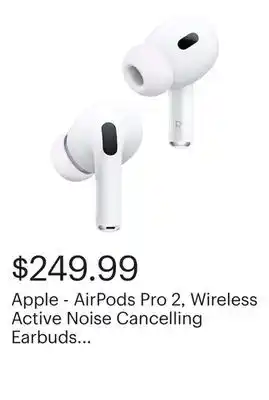 Best Buy Apple - AirPods Pro 2, Wireless Active Noise Cancelling Earbuds with Hearing Aid Feature - White offer