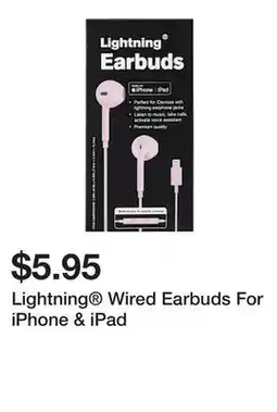 Five Below Lightning Wired Earbuds For iPhone & iPad offer