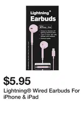 Five Below Lightning Wired Earbuds For iPhone & iPad offer