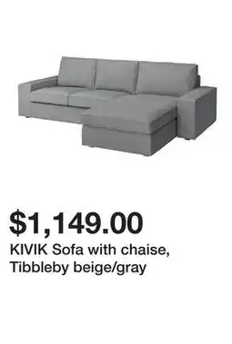 Ikea KIVIK Sofa with chaise, Tibbleby beige/gray offer
