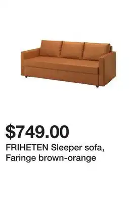 Ikea FRIHETEN Sleeper sofa, Faringe brown-orange offer